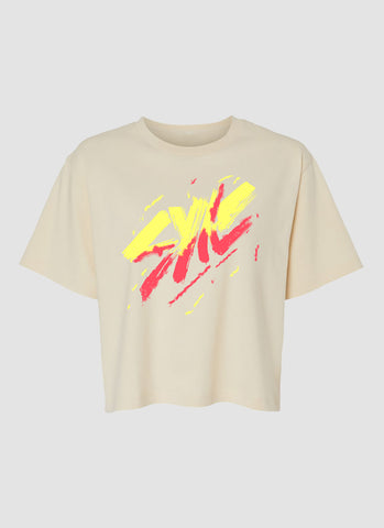 Unisex Relaxed Fit T-Shirt – Sand (Yellow & Neon Pink SYKE Print)