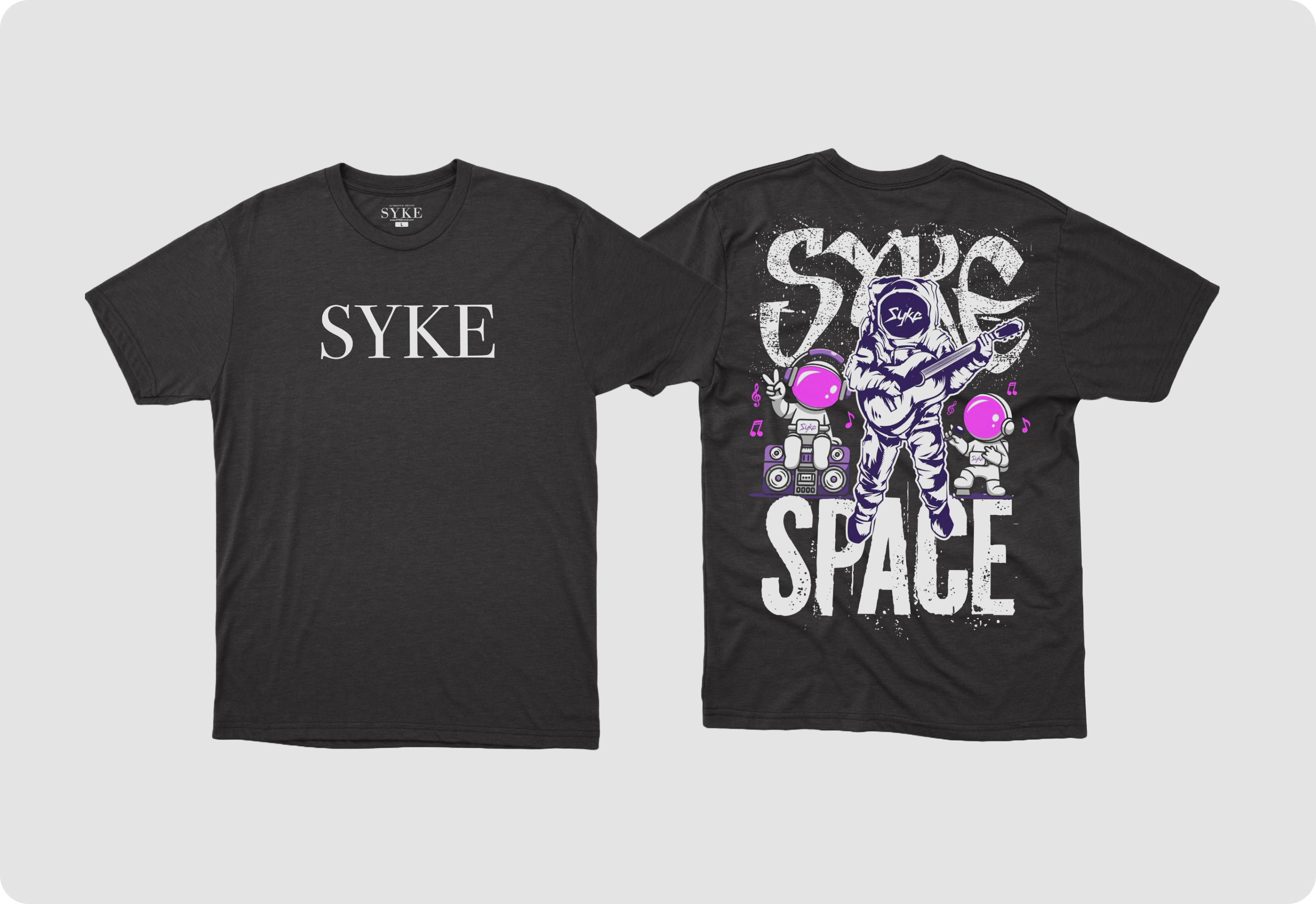 SYKE Space Music Youth T-Shirt - Black